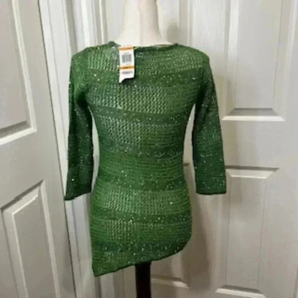 NEW Inc International Green Knit Long Sleeve Sequined Top Women’s Small NWT - Picture 12 of 13